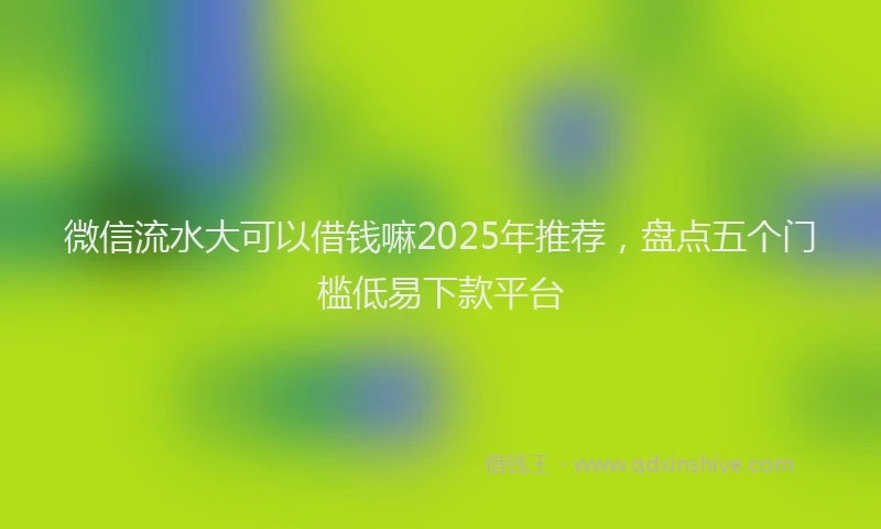 微信流水大可以借钱嘛2025年推荐，盘点五个门槛低易下款平台