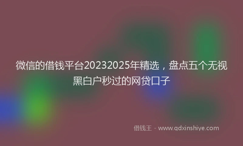 微信的借钱平台20232025年精选，盘点五个无视黑白户秒过的网贷口子