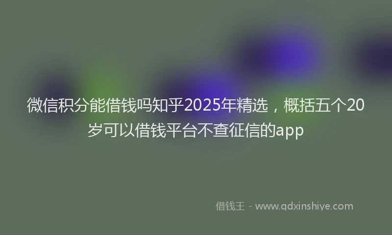 微信积分能借钱吗知乎2025年精选，概括五个20岁可以借钱平台不查征信的app
