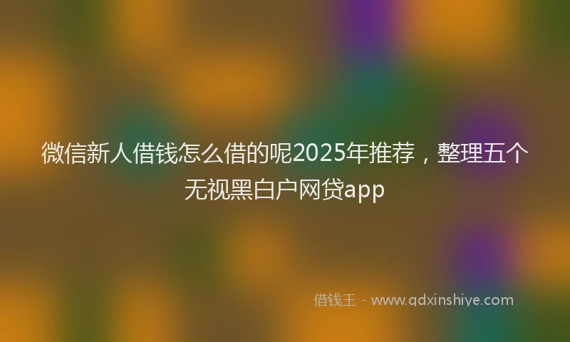 微信新人借钱怎么借的呢2025年推荐，整理五个无视黑白户网贷app