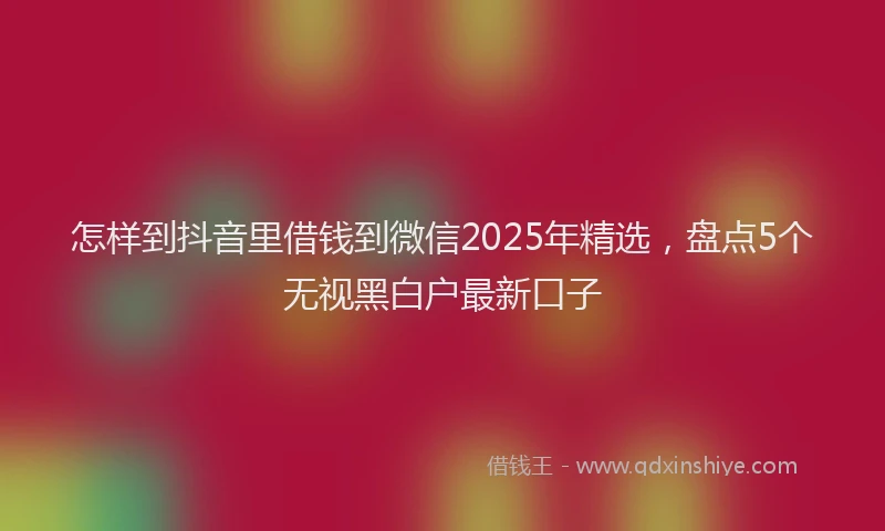 怎样到抖音里借钱到微信2025年精选，盘点5个无视黑白户最新口子