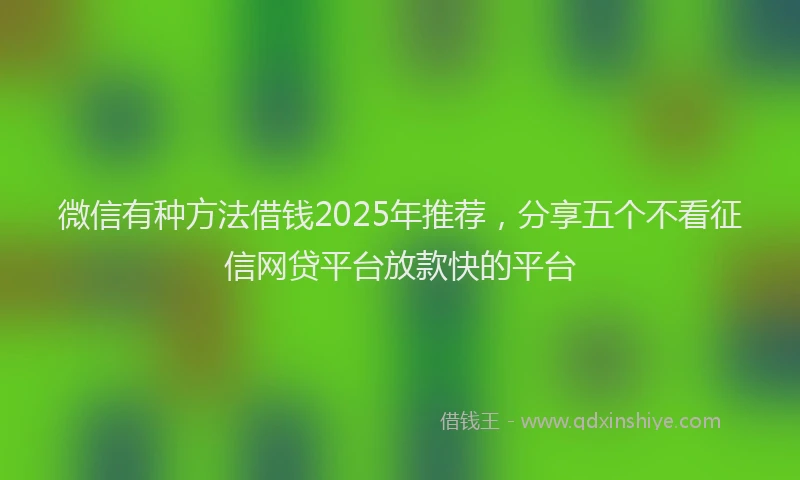 微信有种方法借钱2025年推荐，分享五个不看征信网贷平台放款快的平台