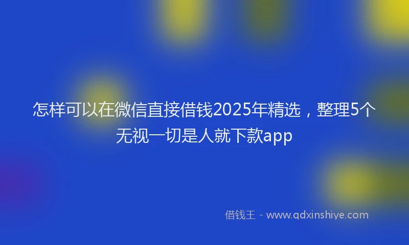 怎样可以在微信直接借钱2025年精选，整理5个无视一切是人就下款app