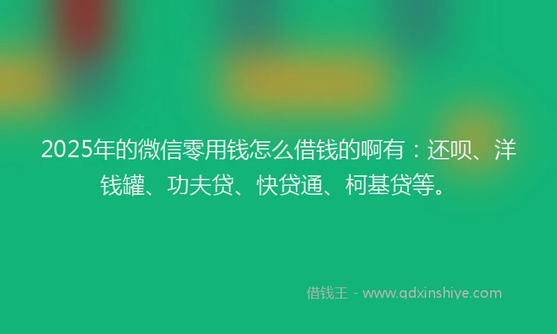 2025年的微信零用钱怎么借钱的啊有：还呗、洋钱罐、功夫贷、快贷通、柯基贷等。