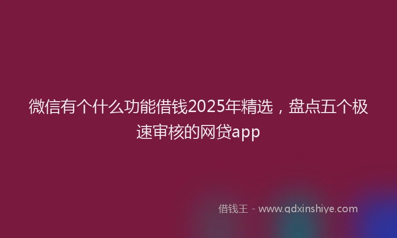 微信有个什么功能借钱2025年精选，盘点五个极速审核的网贷app