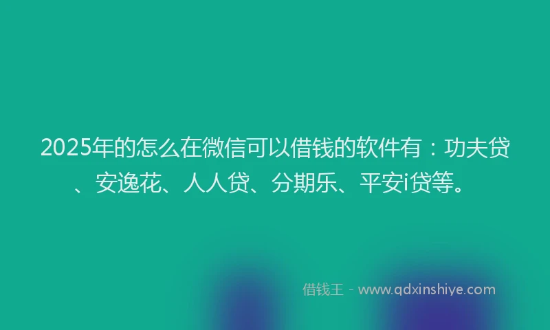 2025年的怎么在微信可以借钱的软件有：功夫贷、安逸花、人人贷、分期乐、平安i贷等。