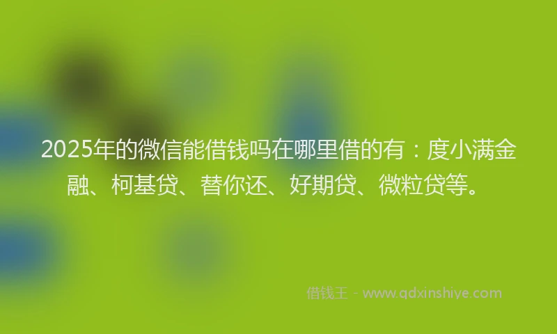2025年的微信能借钱吗在哪里借的有：度小满金融、柯基贷、替你还、好期贷、微粒贷等。