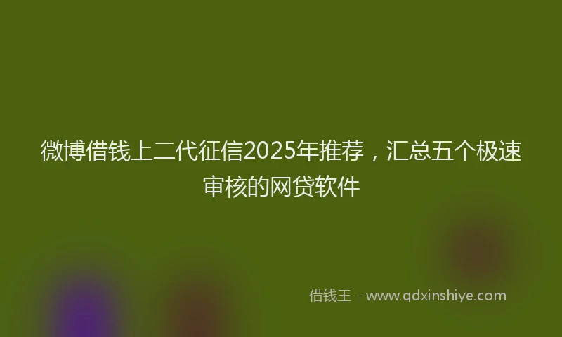 微博借钱上二代征信2025年推荐，汇总五个极速审核的网贷软件