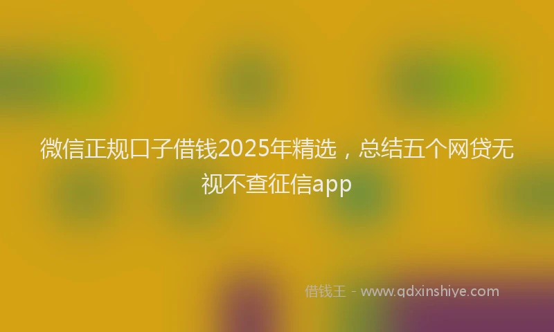 微信正规口子借钱2025年精选，总结五个网贷无视不查征信app