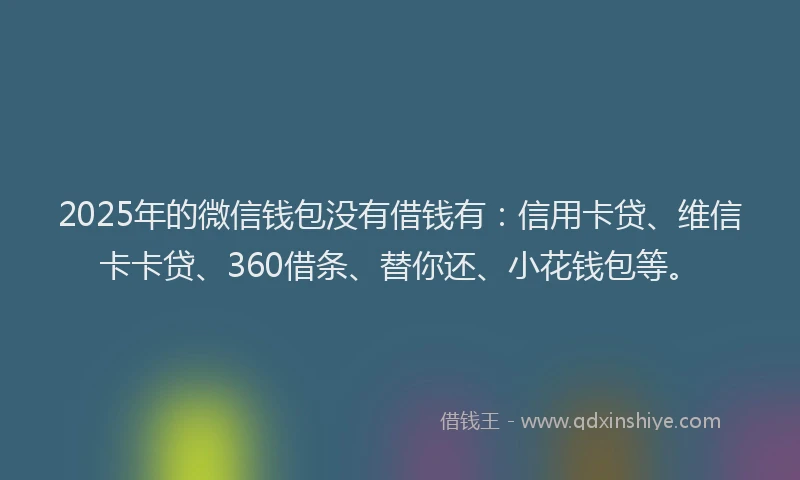 2025年的微信钱包没有借钱有：信用卡贷、维信卡卡贷、360借条、替你还、小花钱包等。
