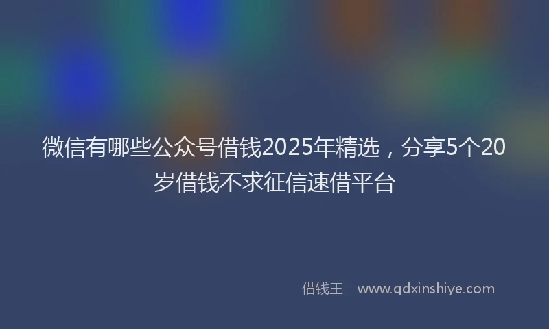 微信有哪些公众号借钱2025年精选，分享5个20岁借钱不求征信速借平台