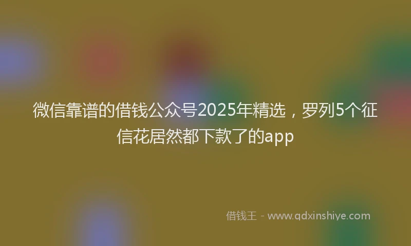 微信靠谱的借钱公众号2025年精选，罗列5个征信花居然都下款了的app
