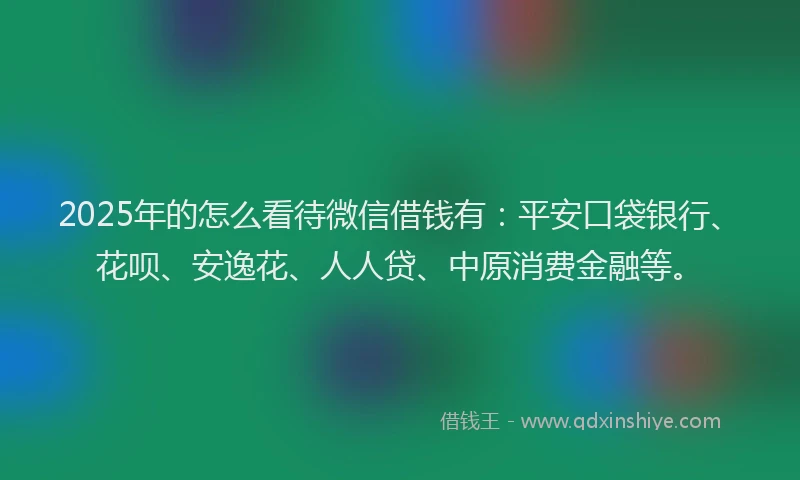 2025年的怎么看待微信借钱有：平安口袋银行、花呗、安逸花、人人贷、中原消费金融等。