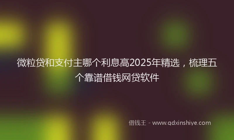 微粒贷和支付主哪个利息高2025年精选，梳理五个靠谱借钱网贷软件