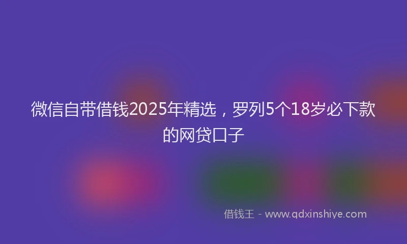 微信自带借钱2025年精选，罗列5个18岁必下款的网贷口子