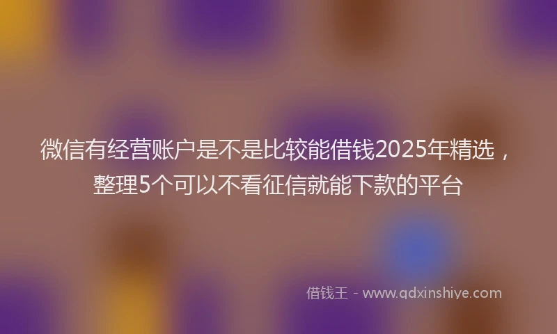 微信有经营账户是不是比较能借钱2025年精选，整理5个可以不看征信就能下款的平台