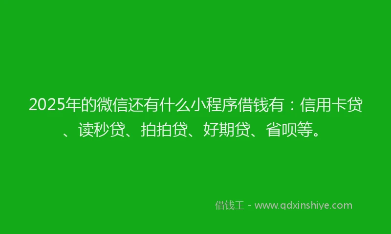 2025年的微信还有什么小程序借钱有：信用卡贷、读秒贷、拍拍贷、好期贷、省呗等。
