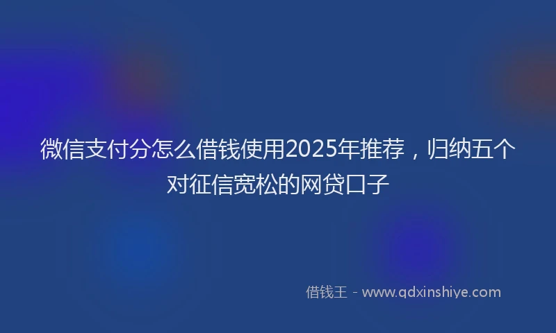 微信支付分怎么借钱使用2025年推荐，归纳五个对征信宽松的网贷口子
