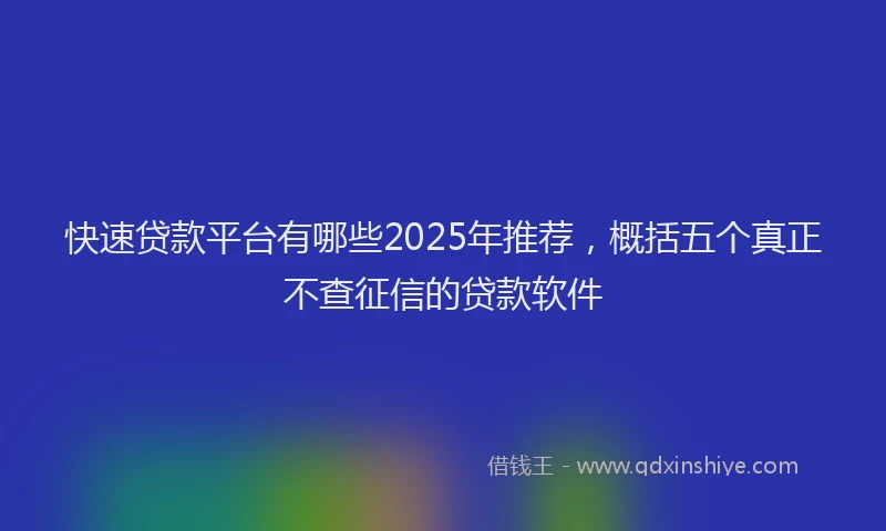 快速贷款平台有哪些2025年推荐，概括五个真正不查征信的贷款软件