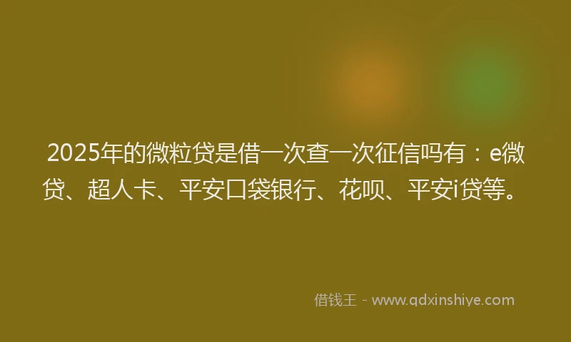 2025年的微粒贷是借一次查一次征信吗有：e微贷、超人卡、平安口袋银行、花呗、平安i贷等。