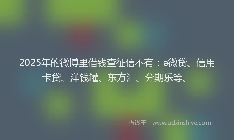 2025年的微博里借钱查征信不有：e微贷、信用卡贷、洋钱罐、东方汇、分期乐等。
