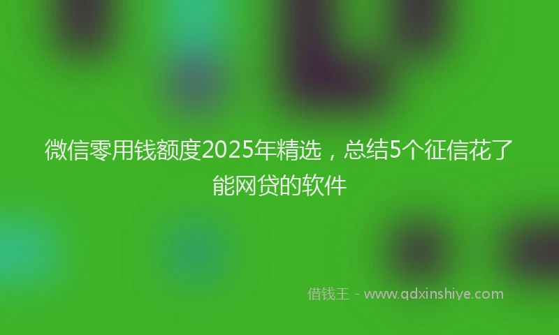 微信零用钱额度2025年精选，总结5个征信花了能网贷的软件