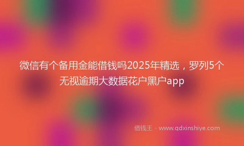 微信有个备用金能借钱吗2025年精选，罗列5个无视逾期大数据花户黑户app