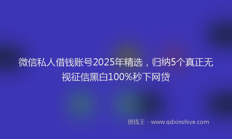 微信私人借钱账号2025年精选，归纳5个真正无视征信黑白100%秒下网贷