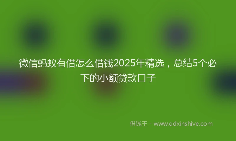 微信蚂蚁有借怎么借钱2025年精选，总结5个必下的小额贷款口子