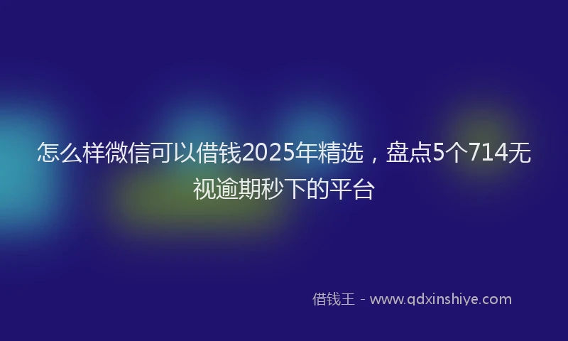 怎么样微信可以借钱2025年精选，盘点5个714无视逾期秒下的平台