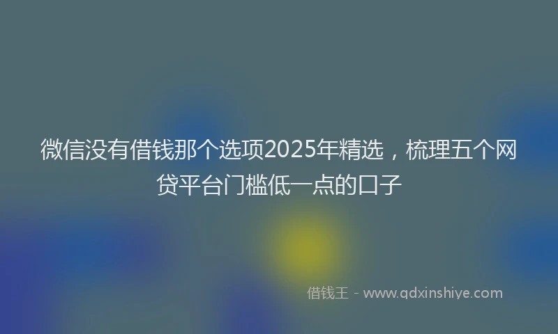 微信没有借钱那个选项2025年精选，梳理五个网贷平台门槛低一点的口子