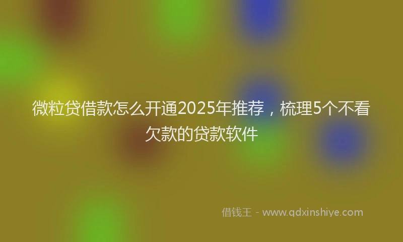 微粒贷借款怎么开通2025年推荐，梳理5个不看欠款的贷款软件
