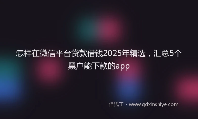 怎样在微信平台贷款借钱2025年精选，汇总5个黑户能下款的app