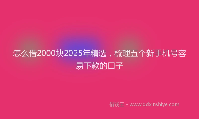 怎么借2000块2025年精选，梳理五个新手机号容易下款的口子