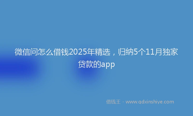 微信问怎么借钱2025年精选，归纳5个11月独家贷款的app