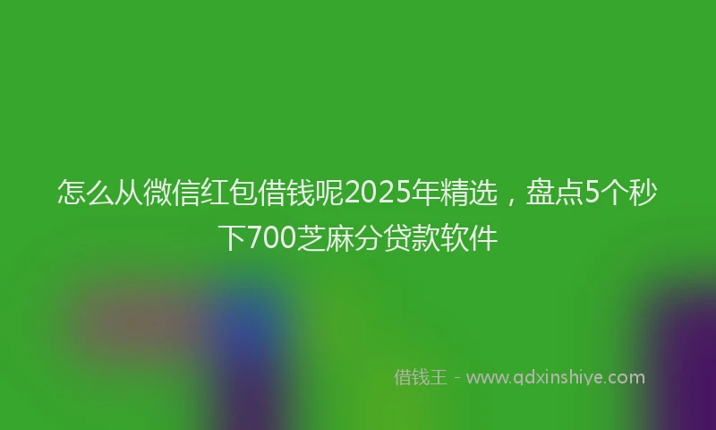 怎么从微信红包借钱呢2025年精选，盘点5个秒下700芝麻分贷款软件
