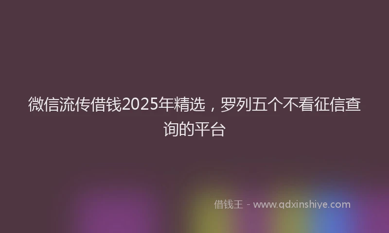 微信流传借钱2025年精选，罗列五个不看征信查询的平台