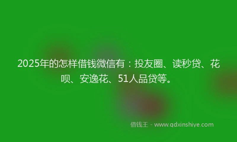 2025年的怎样借钱微信有：投友圈、读秒贷、花呗、安逸花、51人品贷等。