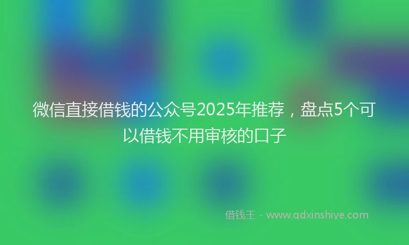 微信直接借钱的公众号2025年推荐，盘点5个可以借钱不用审核的口子