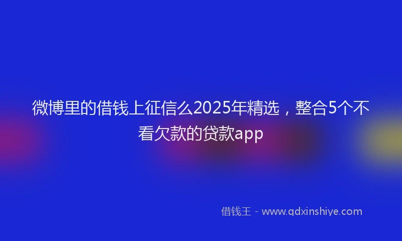 微博里的借钱上征信么2025年精选，整合5个不看欠款的贷款app