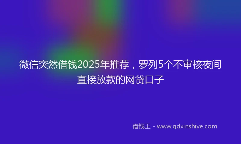 微信突然借钱2025年推荐，罗列5个不审核夜间直接放款的网贷口子