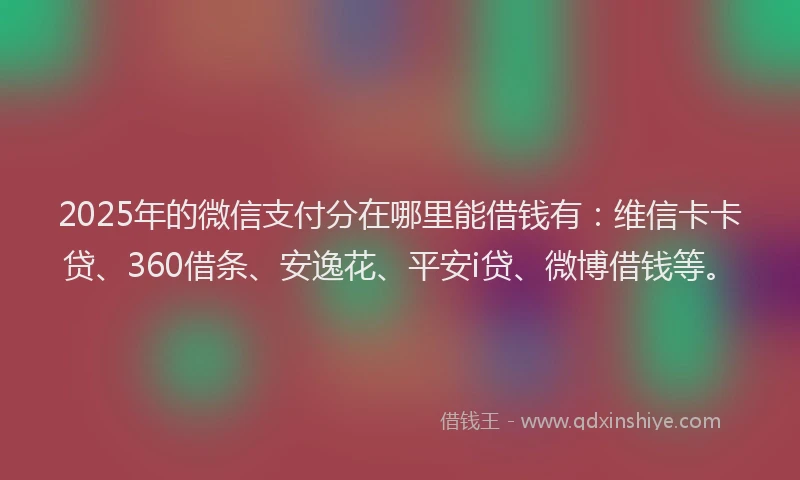 2025年的微信支付分在哪里能借钱有：维信卡卡贷、360借条、安逸花、平安i贷、微博借钱等。