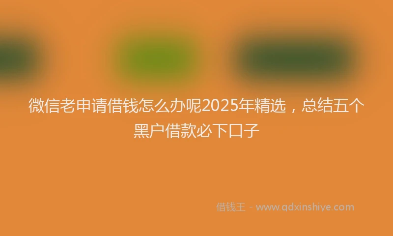 微信老申请借钱怎么办呢2025年精选，总结五个黑户借款必下口子