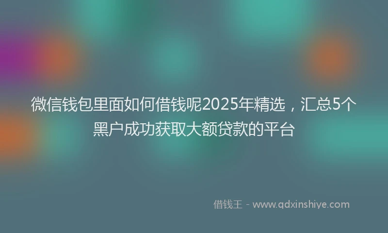 微信钱包里面如何借钱呢2025年精选，汇总5个黑户成功获取大额贷款的平台