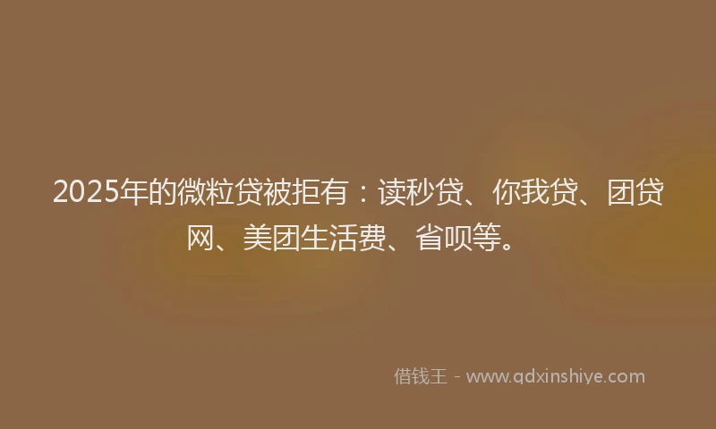 2025年的微粒贷被拒有：读秒贷、你我贷、团贷网、美团生活费、省呗等。