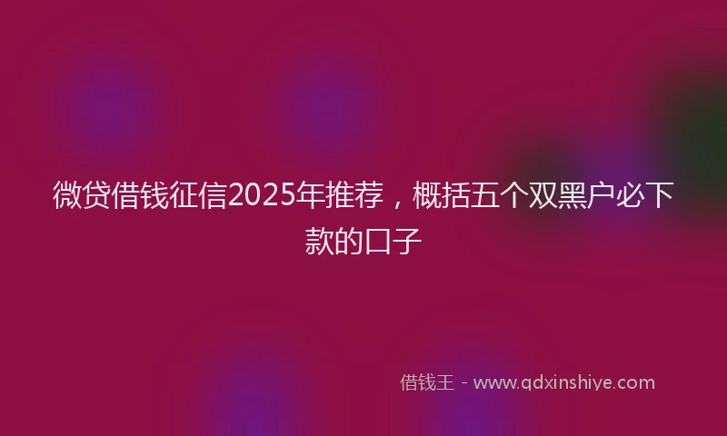微贷借钱征信2025年推荐，概括五个双黑户必下款的口子