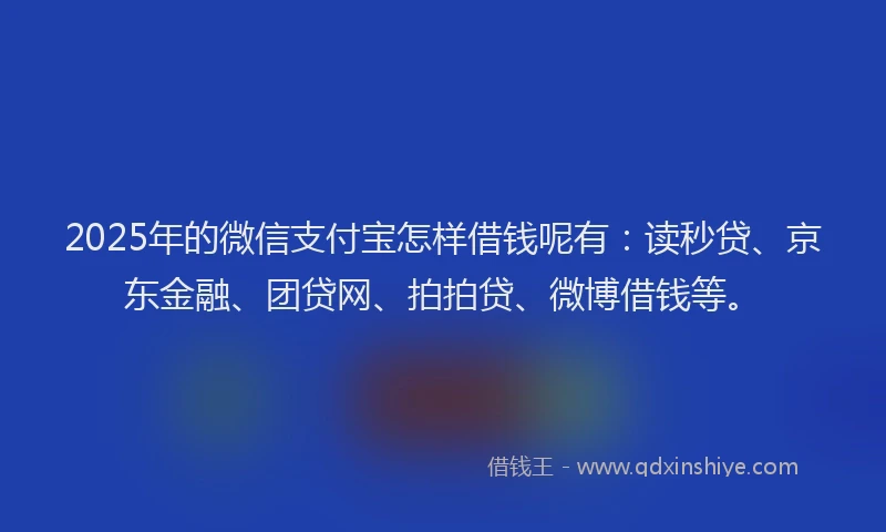 2025年的微信支付宝怎样借钱呢有：读秒贷、京东金融、团贷网、拍拍贷、微博借钱等。