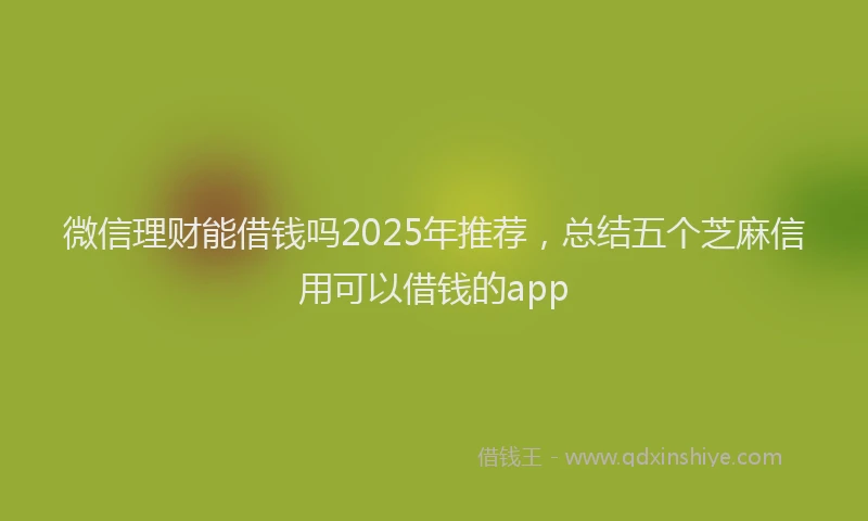 微信理财能借钱吗2025年推荐，总结五个芝麻信用可以借钱的app
