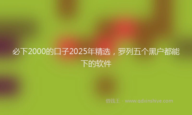 必下2000的口子2025年精选，罗列五个黑户都能下的软件