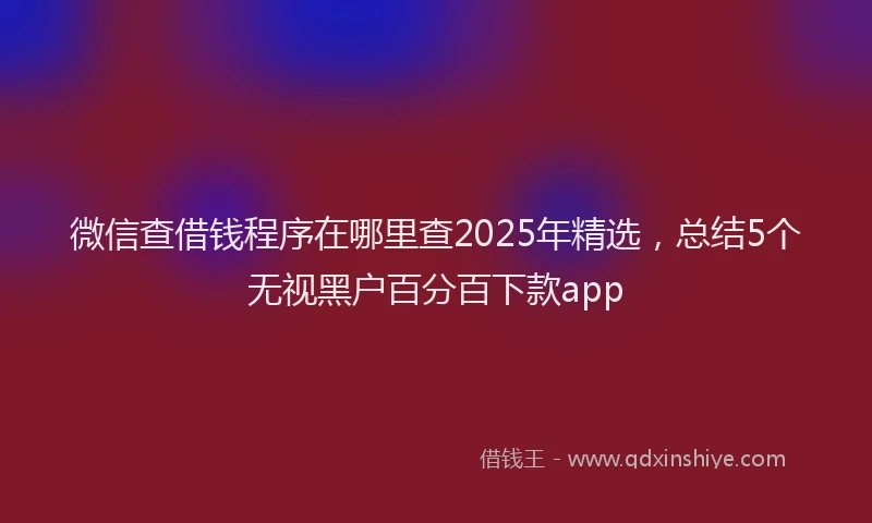 微信查借钱程序在哪里查2025年精选，总结5个无视黑户百分百下款app